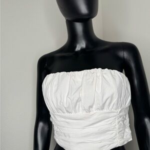 Zara White Strapless Crop Top